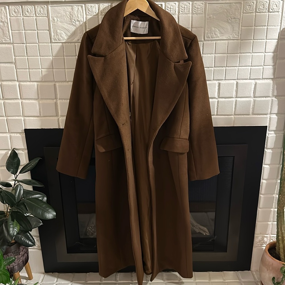 Rebecca Minkoff Wool Blend Dress Coat Tailored Trench Long